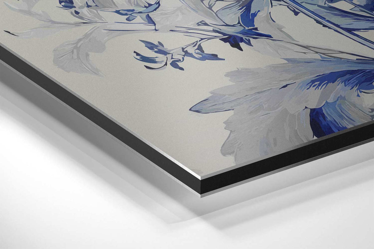 Bloemboeket in Blauw Kunstafdruk – modern portret kunstwerk van WallArtistic