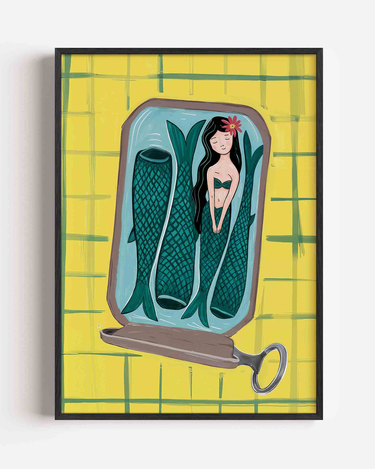 Zeemeermin in blik – Pop Art en Streetart portret poster als wanddecoratie