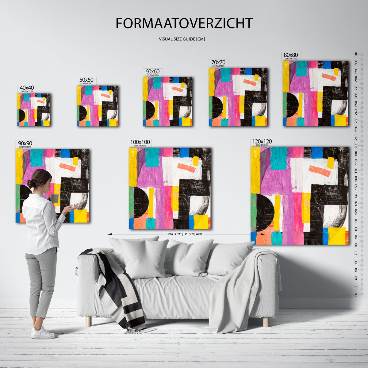 Abstracte vormen – vierkante muurposter met kleurrijke illustratie