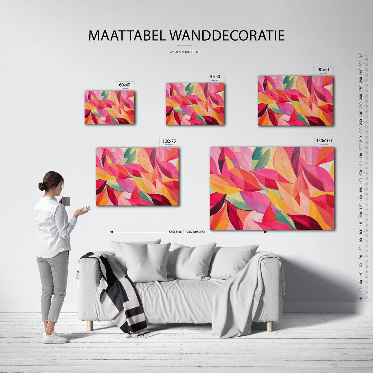 Vrolijke bladvormen – kunstwerk op canvas, dibond of plexiglas