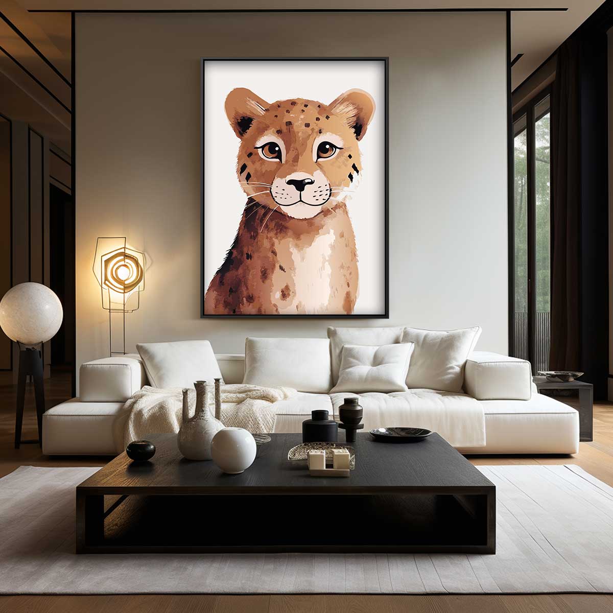 Vrolijk Cheeta Portret – canvas wanddecoratie in portret formaat