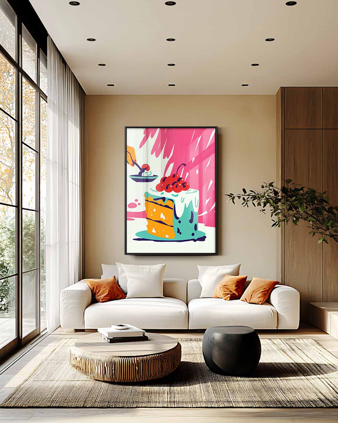 Speelse Taart Fantasie – plexiglas wanddecoratie in portret formaat