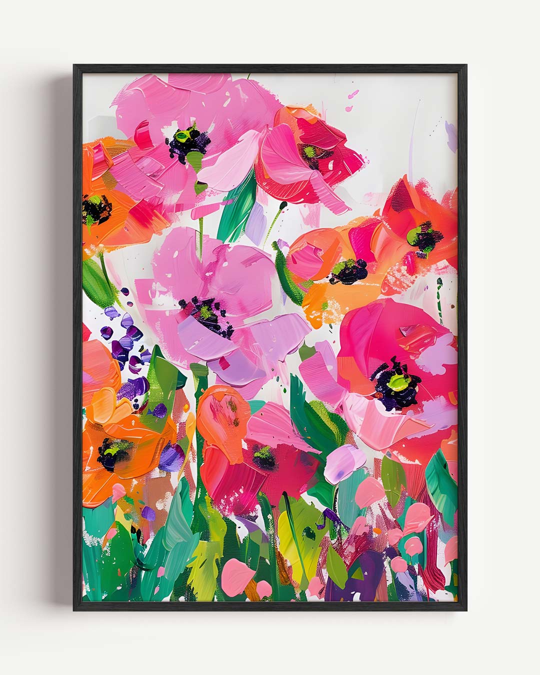 Vrolijke Bloemenexplosie – Popart en Streetart portret poster als wanddecoratie