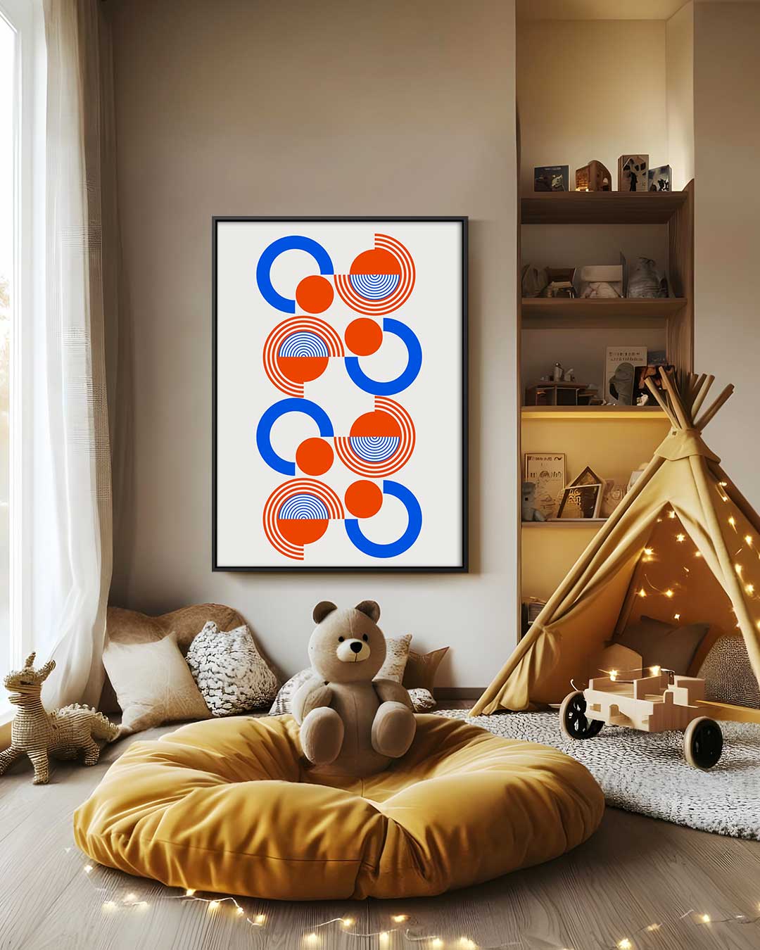 Kleurrijke Geometrische Cirkelpatronen – canvas wanddecoratie in portret formaat