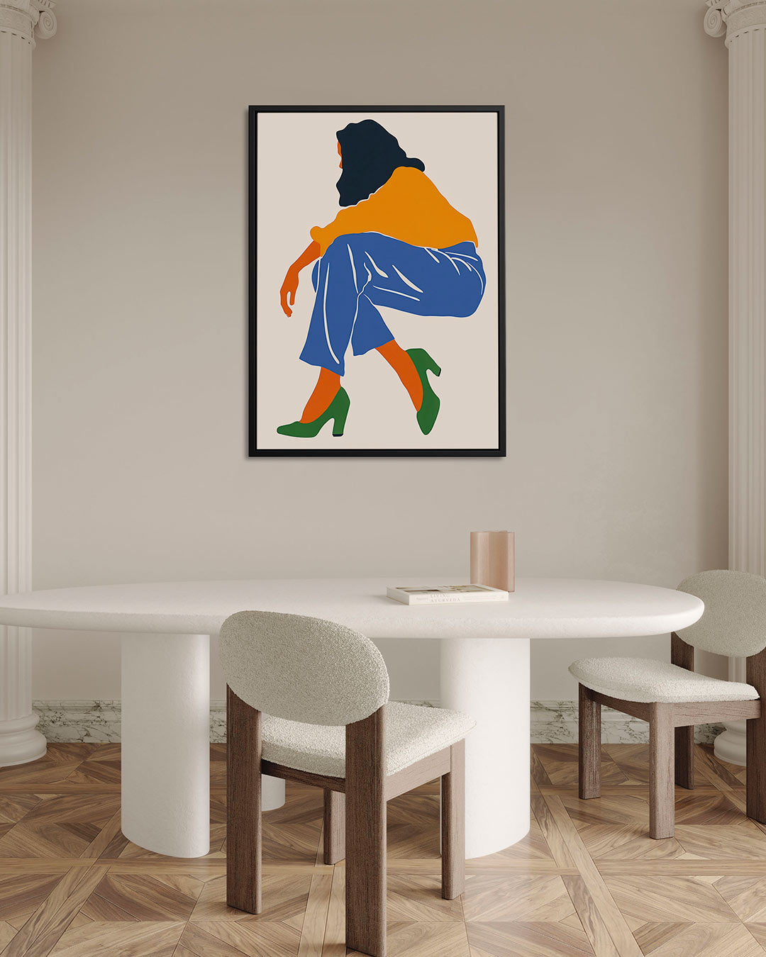 Gestileerde vrouwelijke vorm – staand wanddecoratie kunstwerk