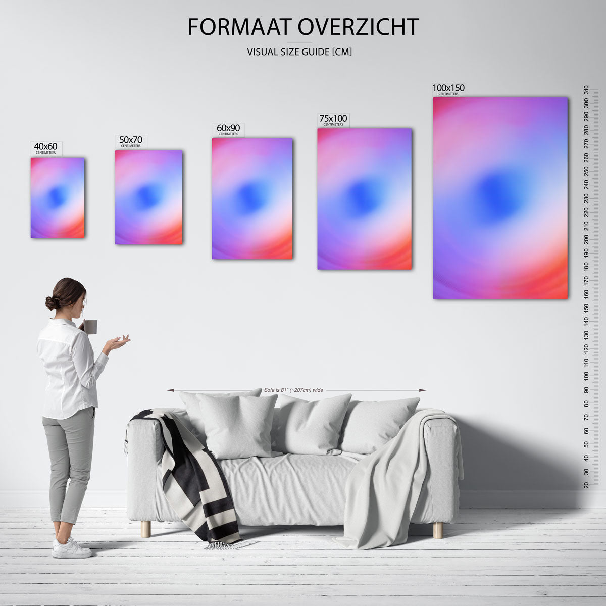 Kleurrijke vortex – moderne staande wandkunst