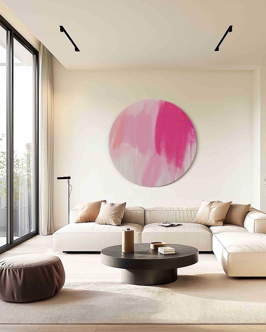 Roze tinten – kleurrijke muurcirkel als ronde wanddecoratie