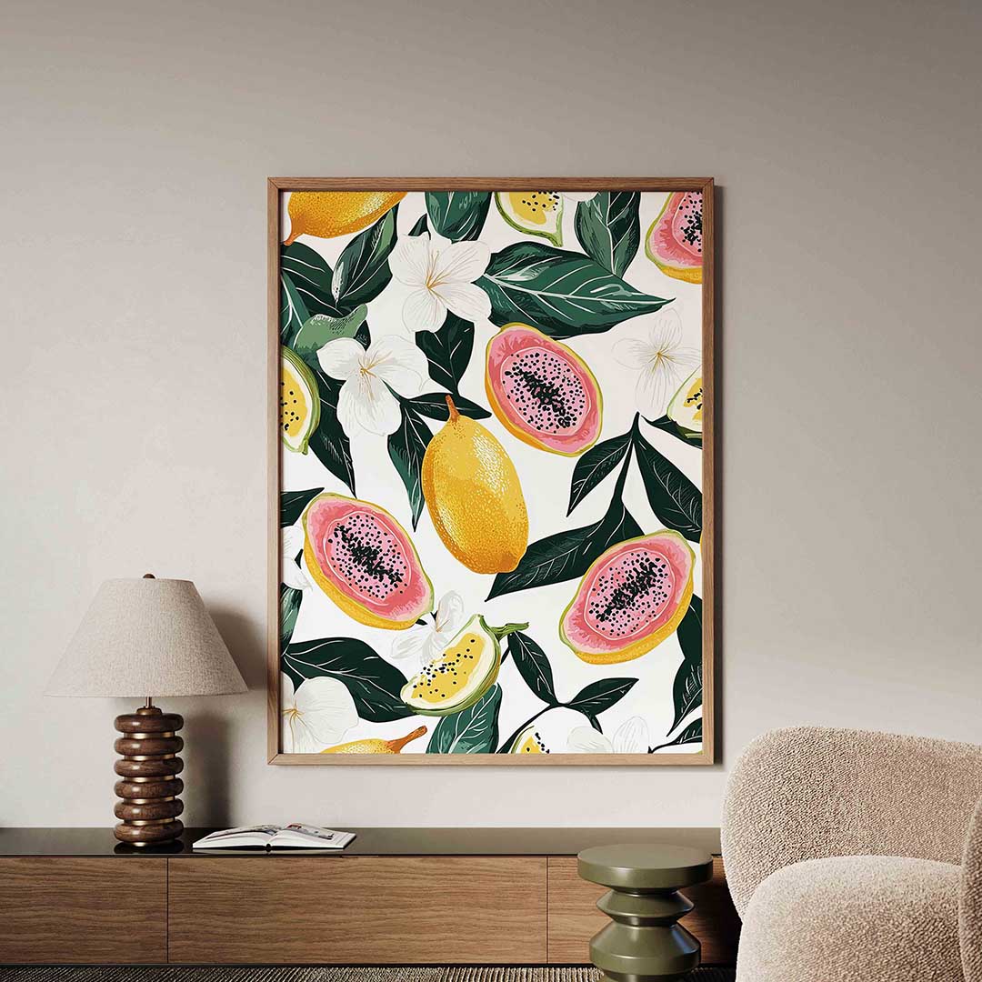 Tropische vruchten en bloemen – tropische jungle poster in staand formaat