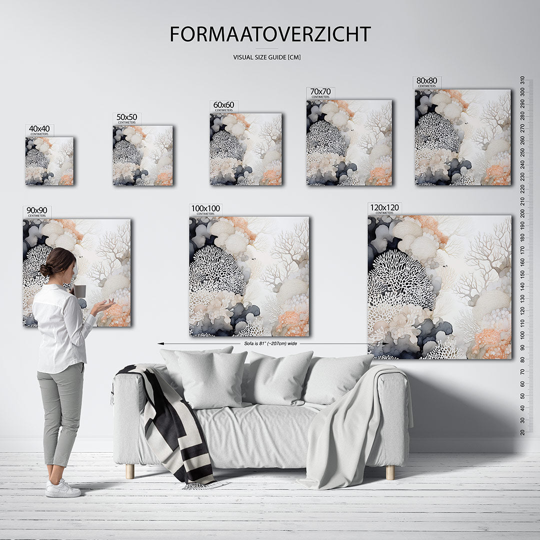 Organische vormen kunstwerk – materiaalweergave – dit kunstwerk toont een harmonie van organische vormen en subtiele kleuren.