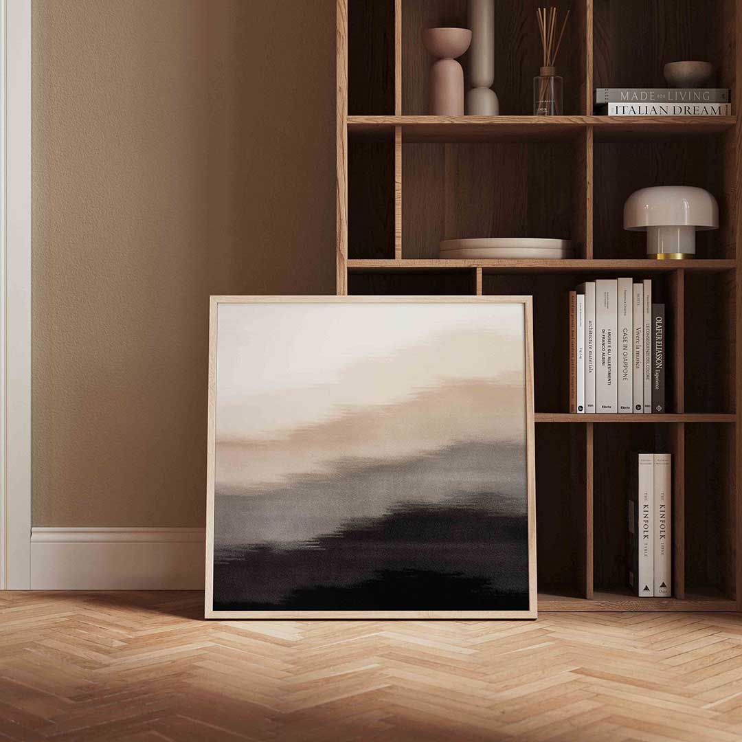 Vervagende horizon – kleurrijke vierkante wanddecoratie van WallArtistic