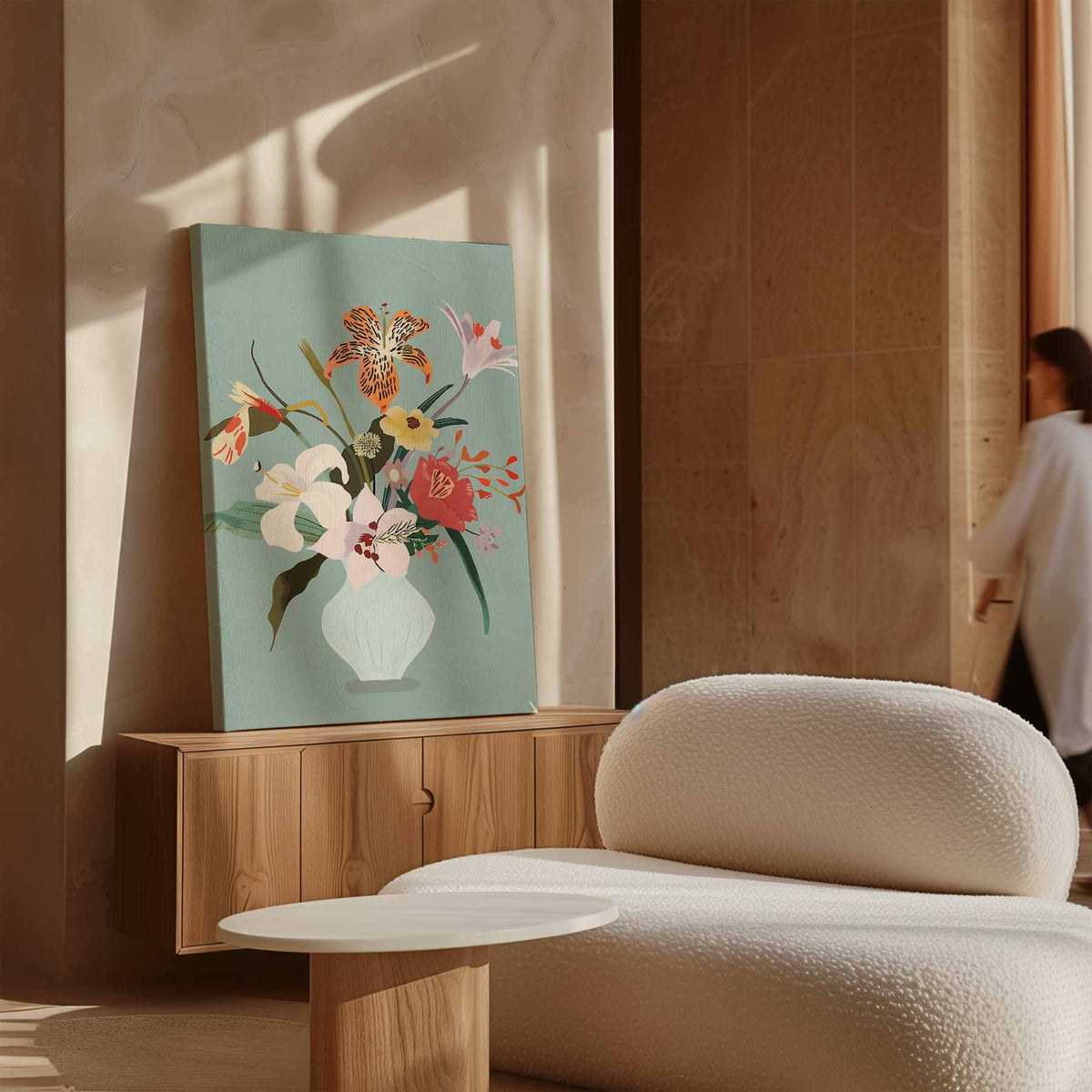 Bloemenpracht in Vaas – staand kunstwerk voor modern interieur