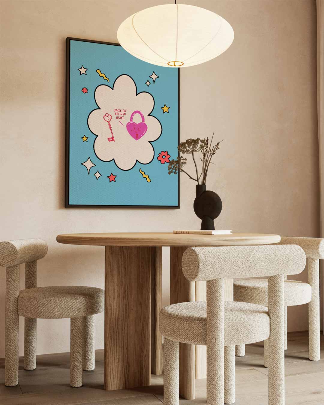 Sleutel tot Mijn Hart – kunstwerk met zwarte baklijst