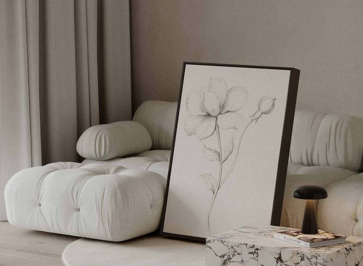 Elegante Bloemen Schets – modern portret kunstwerk van WallArtistic