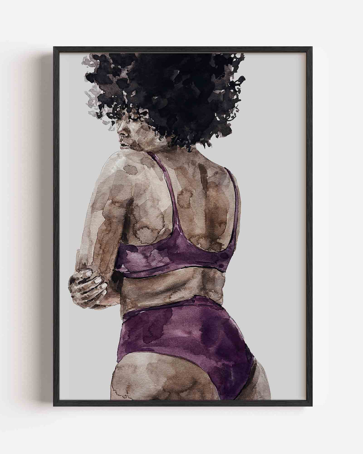 Vrouw in paarse kleding – Élan Féminin portret poster als wanddecoratie