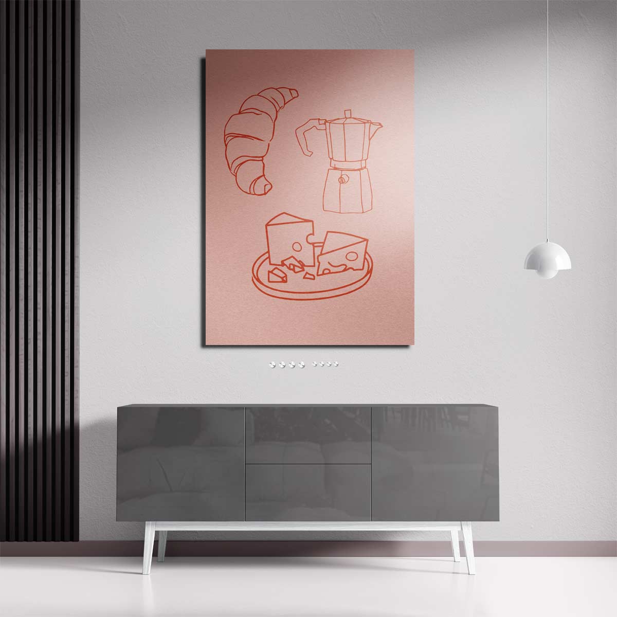 Ontbijt in Lijntekeningen – staande wandkunst voor woonkamer of interieur