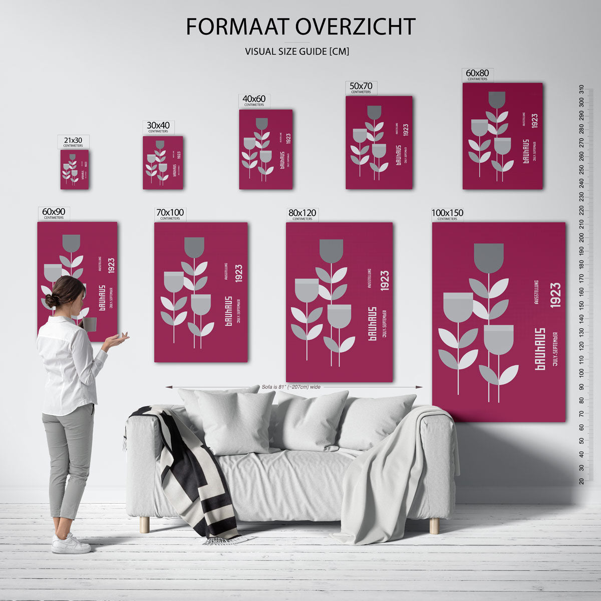 Grafische bloemvormen – geometrische poster in Bauhaus-stijl van WallArtistic