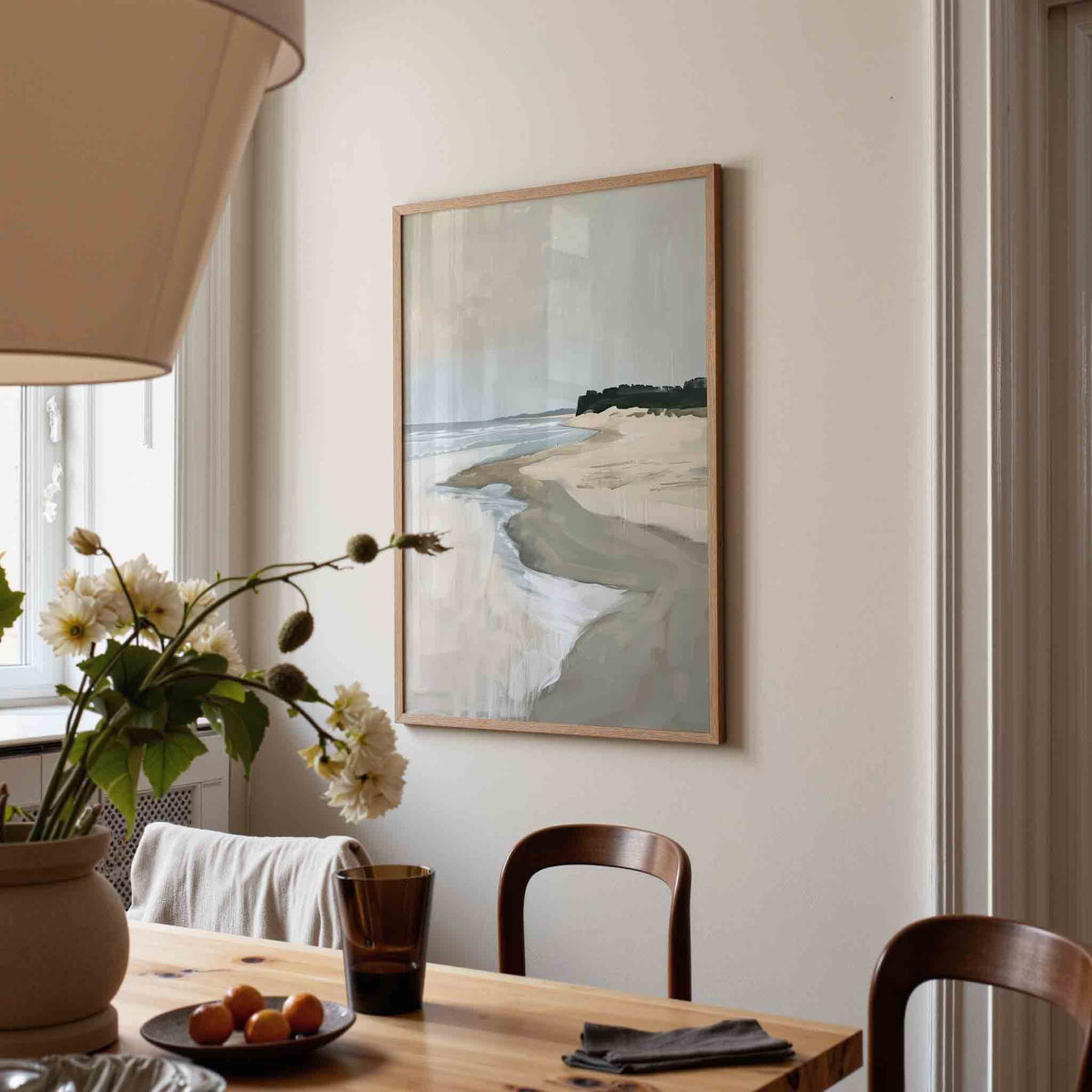 Strandlandschap – eigentijdse illustratie poster in staand formaat