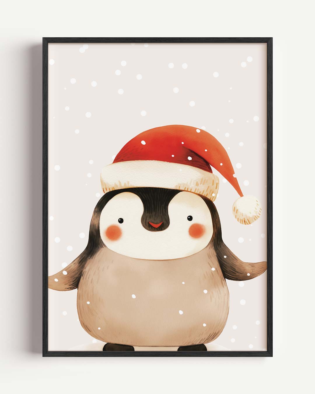 Winterse Pinguïn Vrolijkheid – kids portret poster als wanddecoratie
