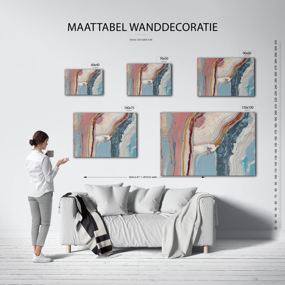 Organische kleurenstroom – moderne liggende wandkunst