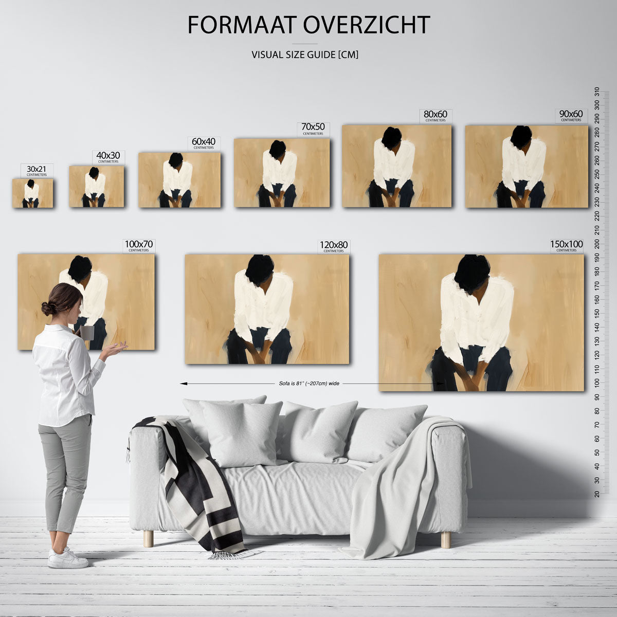Zittende figuur – landscape muurposter met eigentijdse illustratie