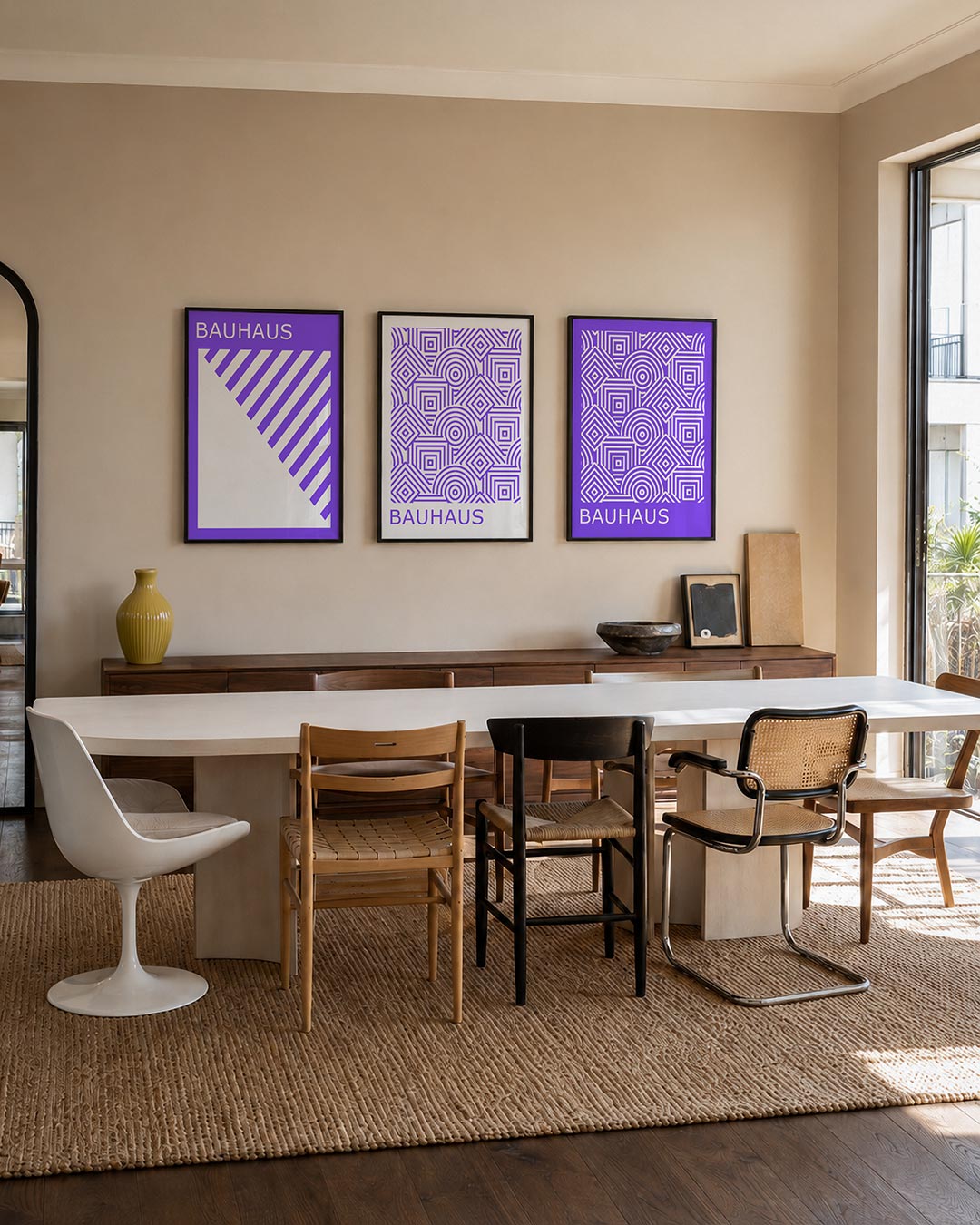 Diagonal lijnen driedelige posterset – deze posterset in drie delen toont een speelse