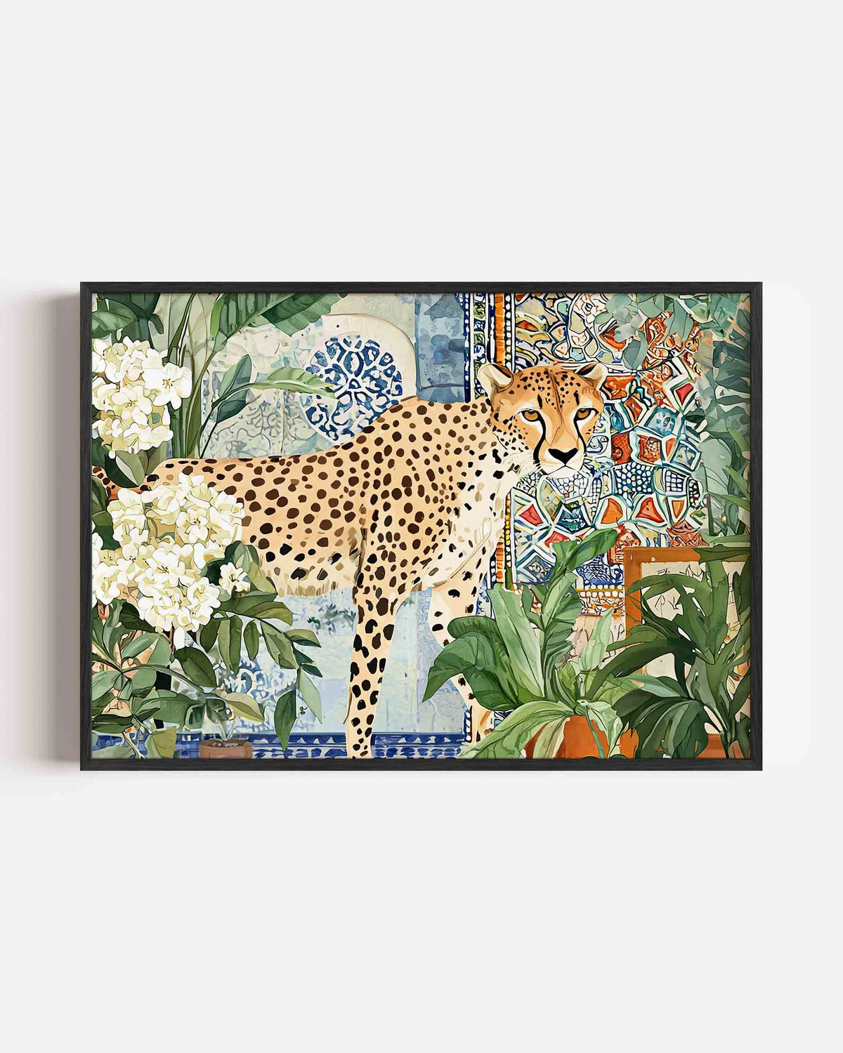 Luipaard en planten – dieren landscape poster als wanddecoratie