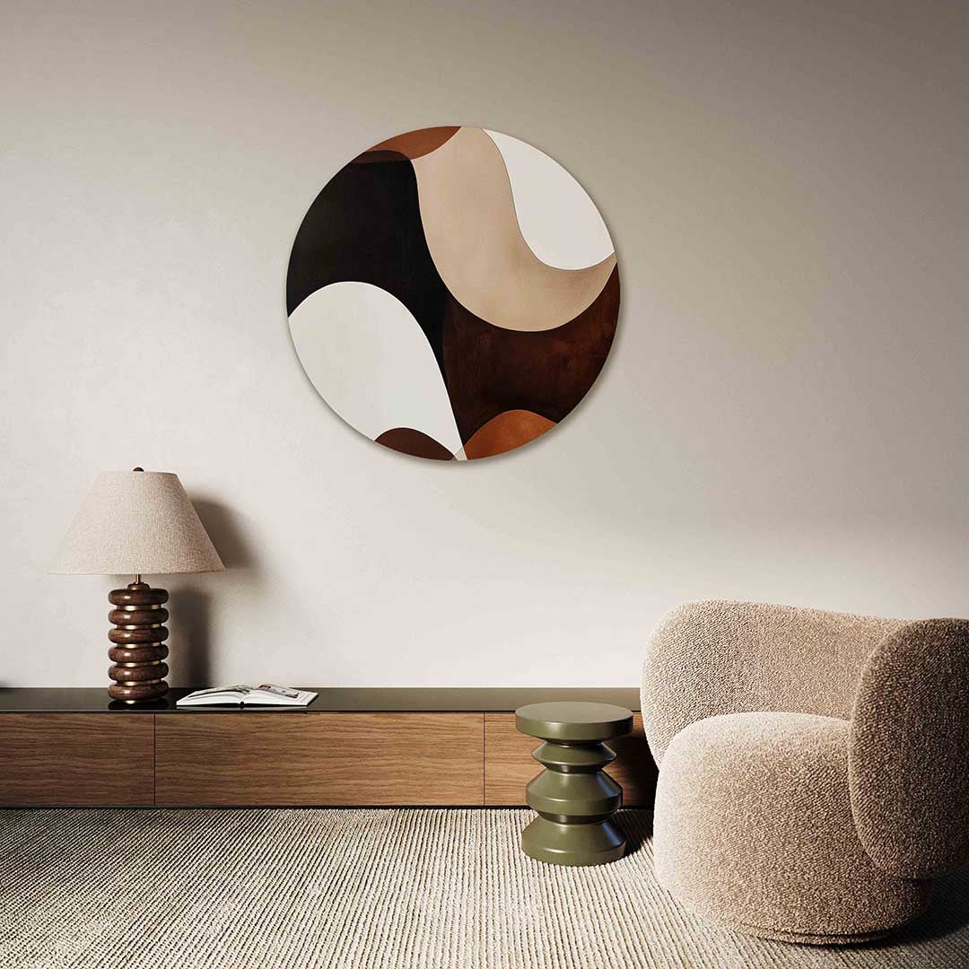 Abstracte vormen – abstracte muurcirkel als ronde wanddecoratie