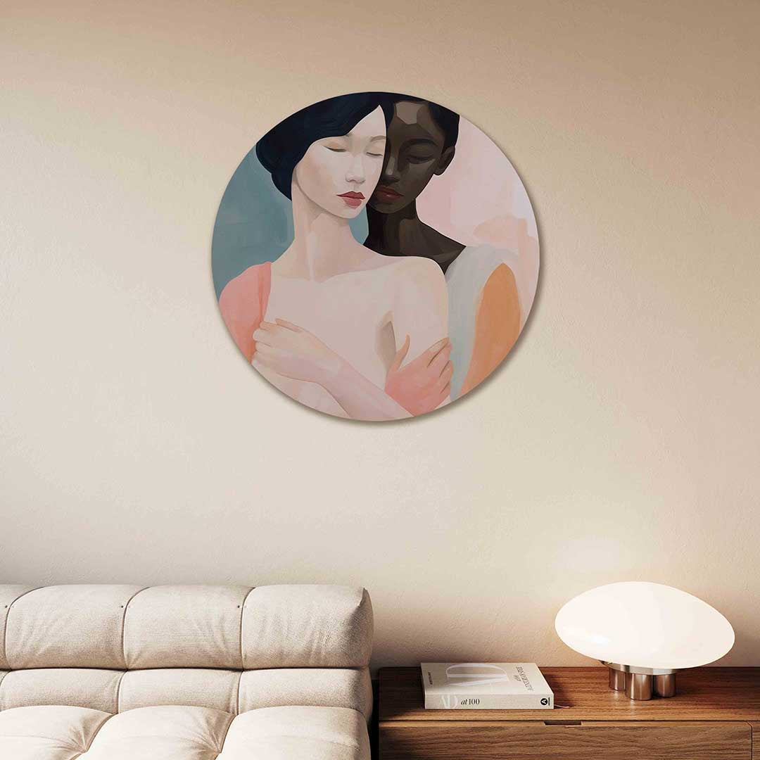 Abstracte – portret muurcirkel als ronde muurdecoratie