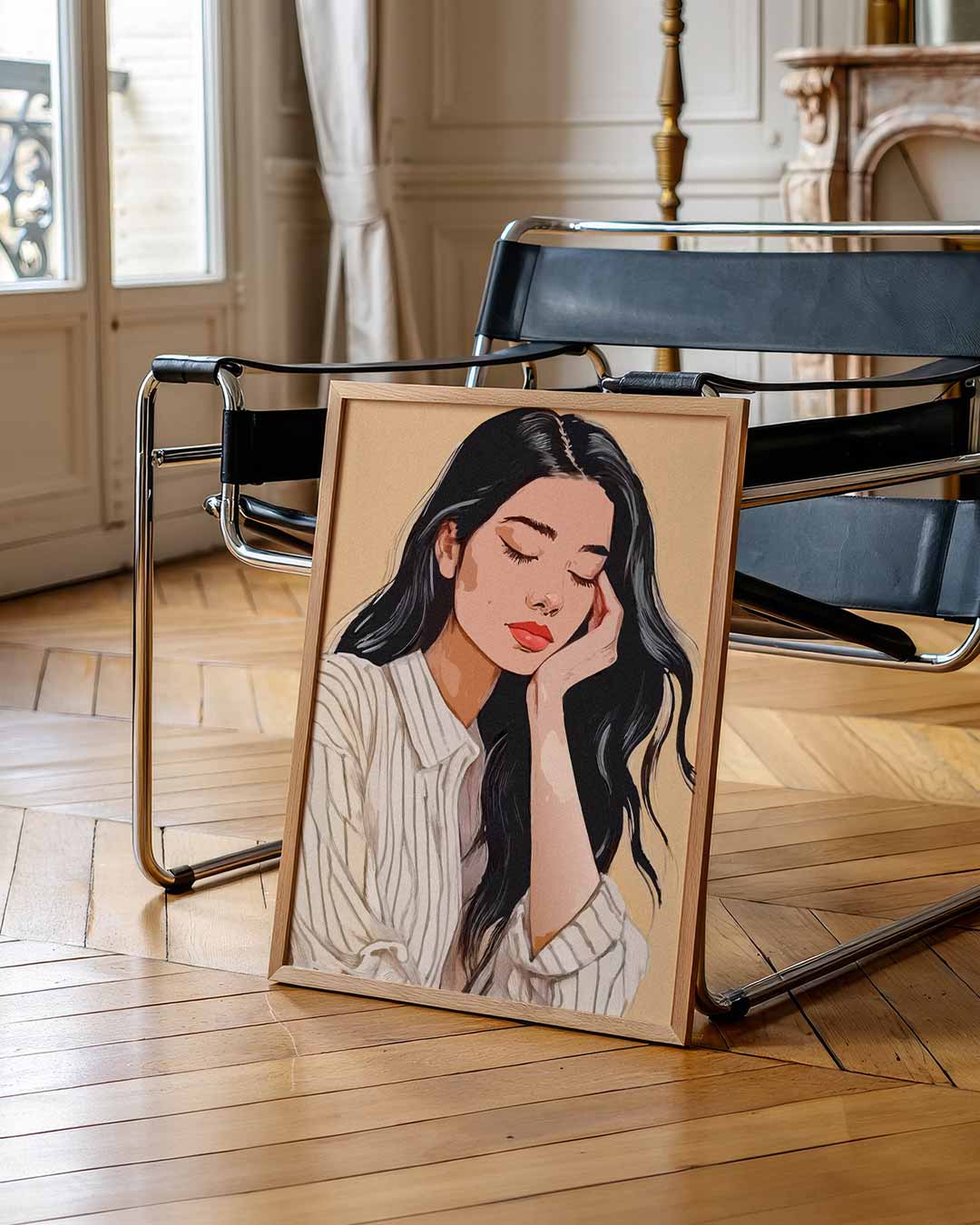 Dromerige Damesportret – zomerse wandkunst als portret poster