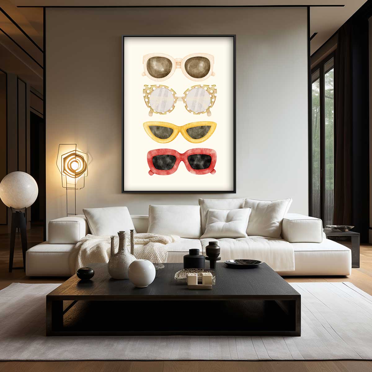 Kleurrijk Brillenavontuur – modern portret kunstwerk van WallArtistic