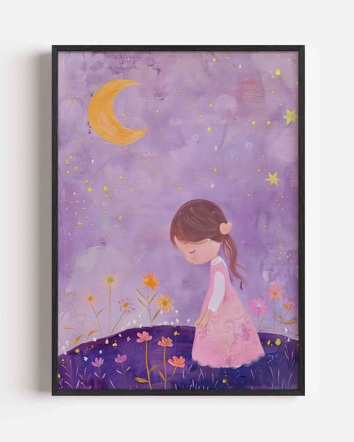 Meisje met bloemen – kids portret poster als wanddecoratie