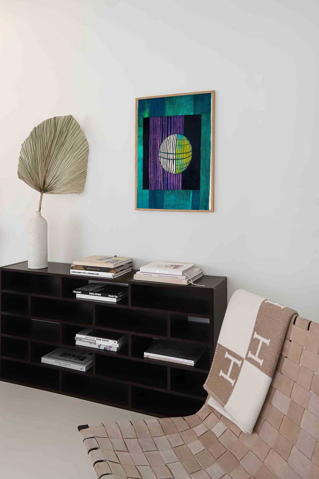 Cirkel met lijnen – staande moderne wanddecoratie van WallArtistic