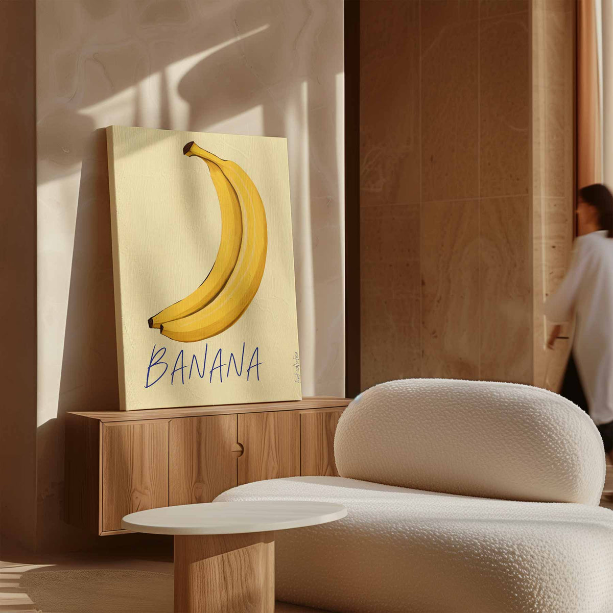 Kleurrijke Bananenillustratie – staand kunstwerk voor modern interieur