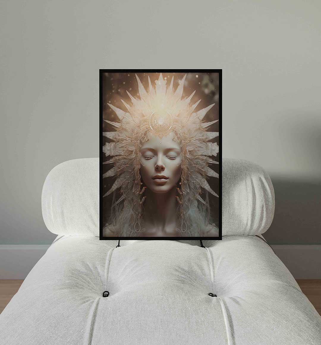 Vrouw met kroon – staande surrealistische wanddecoratie van WallArtistic