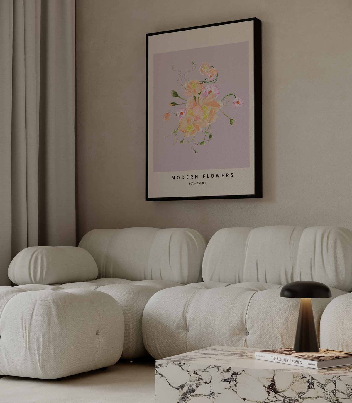 Moderne Bloemen Botanische Kunst – staande wandkunst voor woonkamer of interieur