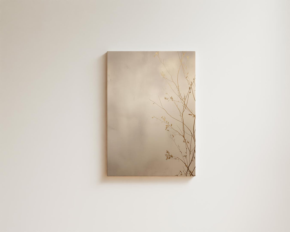 Gouden Zweepslag: Minimalistische Takken – portret kunstwerk als wanddecoratie, afbeelding 15