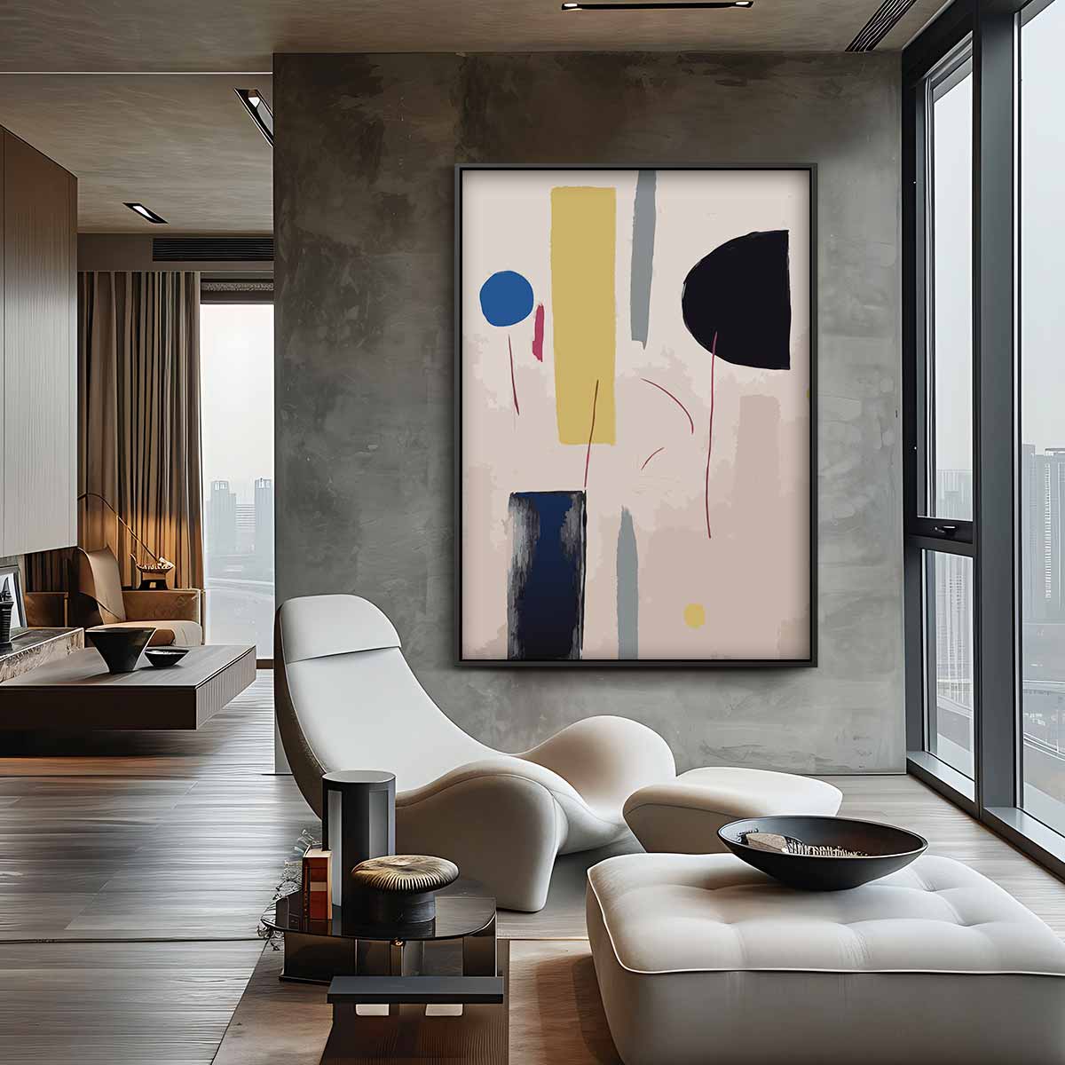 Abstracte Vormen in Balans – canvas wanddecoratie in portret formaat