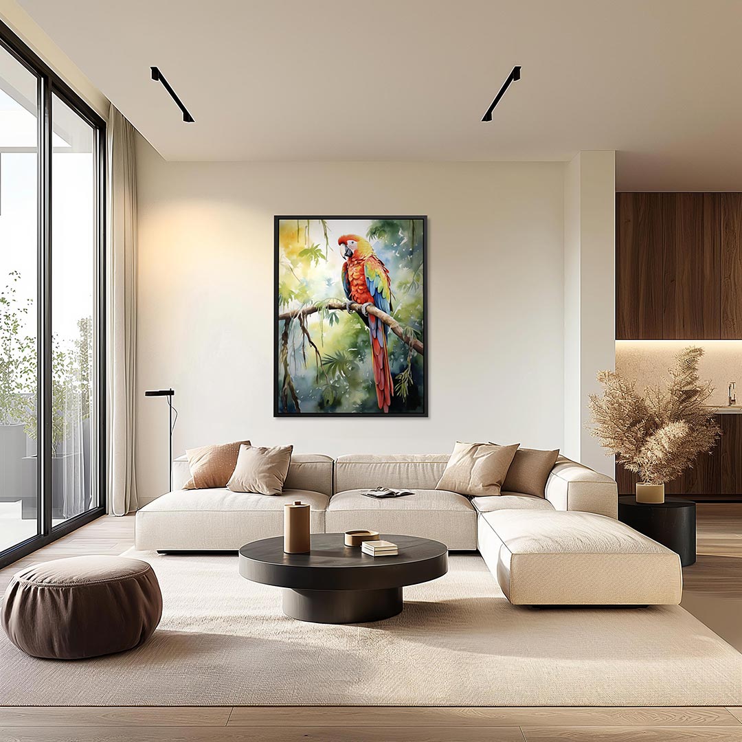 Vrolijke papegaai – staand wanddecoratie kunstwerk