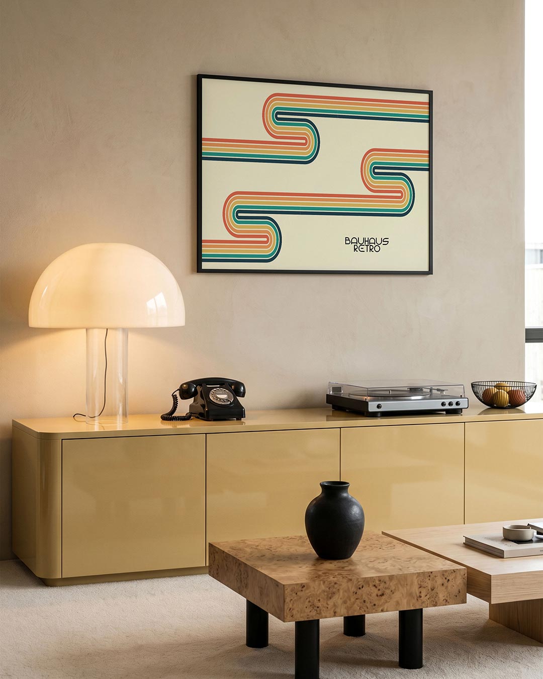 Kleurrijke lijnenspel – moderne Bauhaus wandkunst als poster