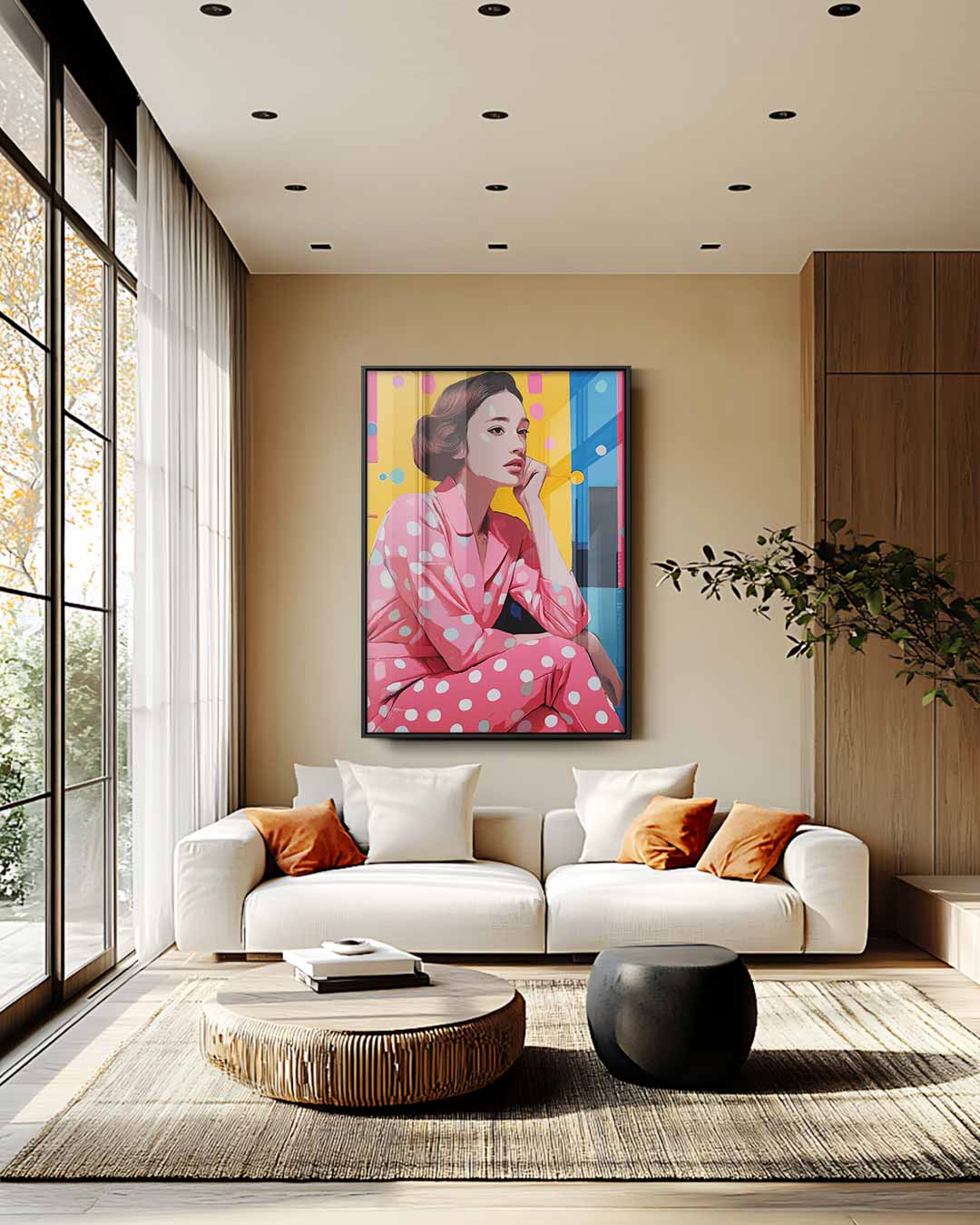 Vrolijke Reflectie in Roze – staand kunstwerk voor modern interieur