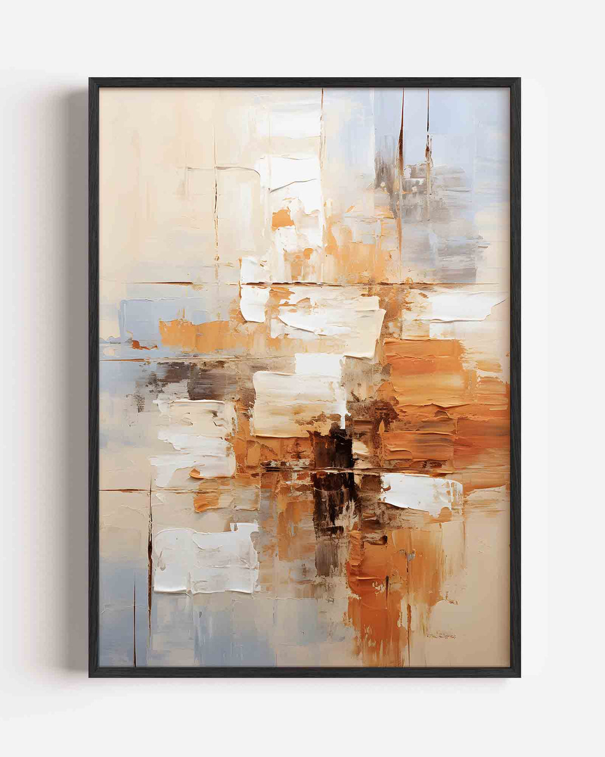 Abstracte beige en oranje – abstracte textuur portret poster als wanddecoratie