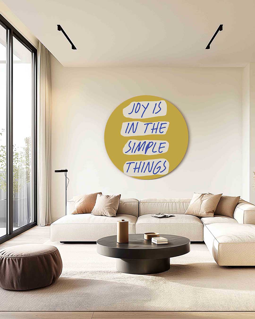 Joy in the simple things – kleurrijke illustratie muurcirkel als wanddecoratie