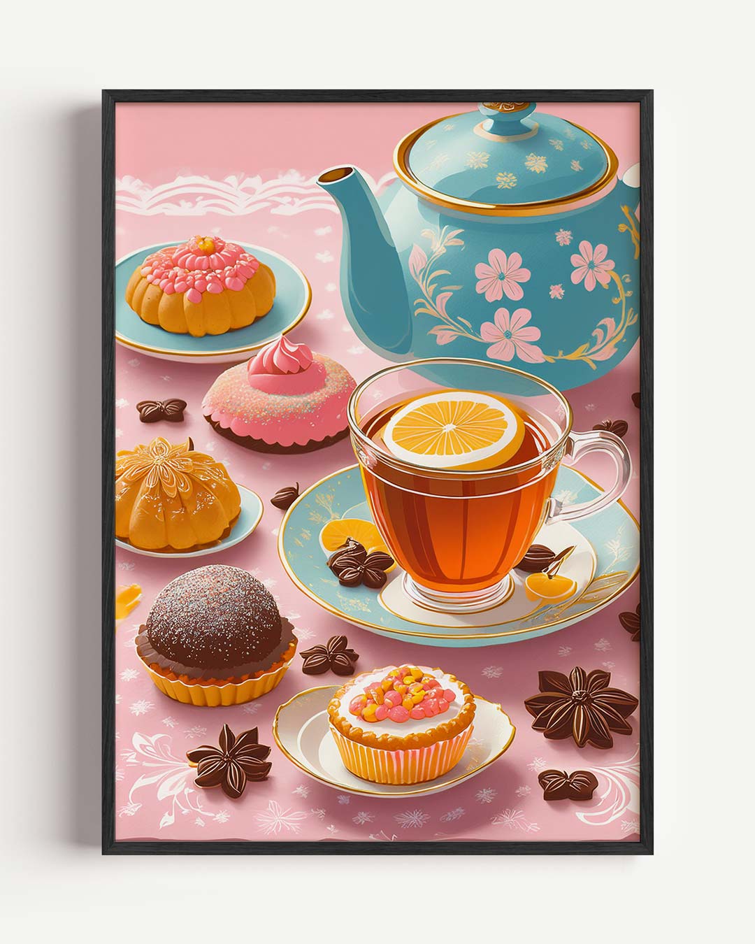 Vintage High Tea – keuken portret poster als wanddecoratie