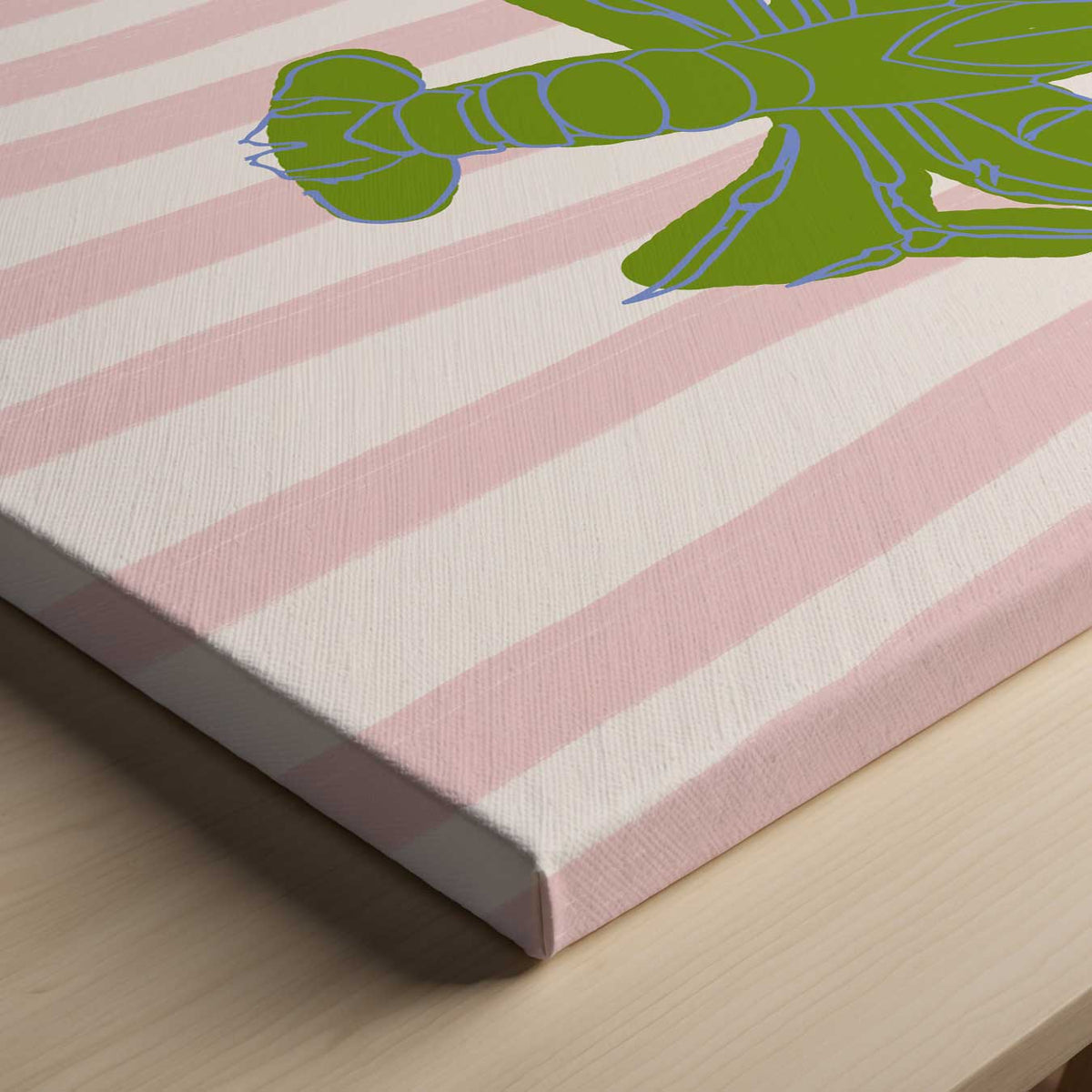 Groene Kreeft op Strepen – canvas kunstwerk als wanddecoratie