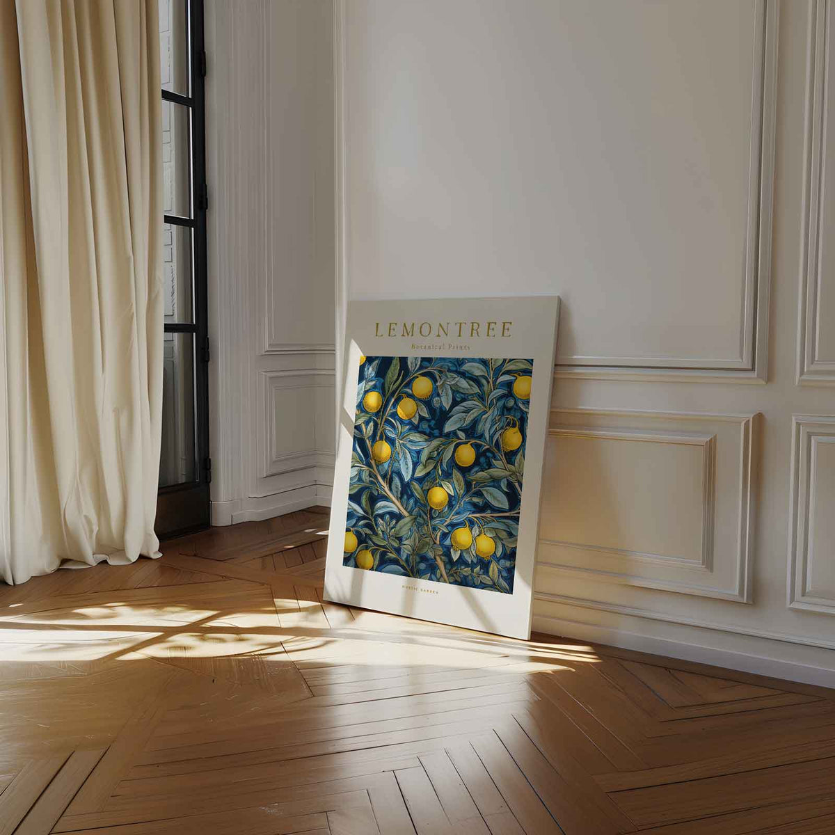 Botanische Citroenprint – staand kunstwerk voor modern interieur