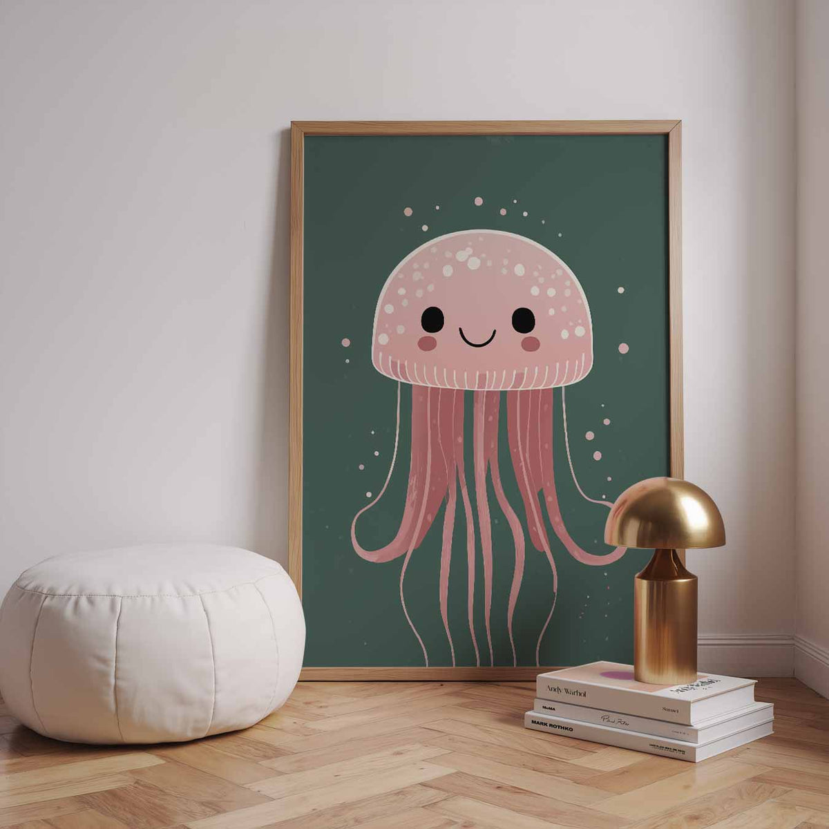 Schattige Roze Kwallenposter – dieren poster in staand formaat