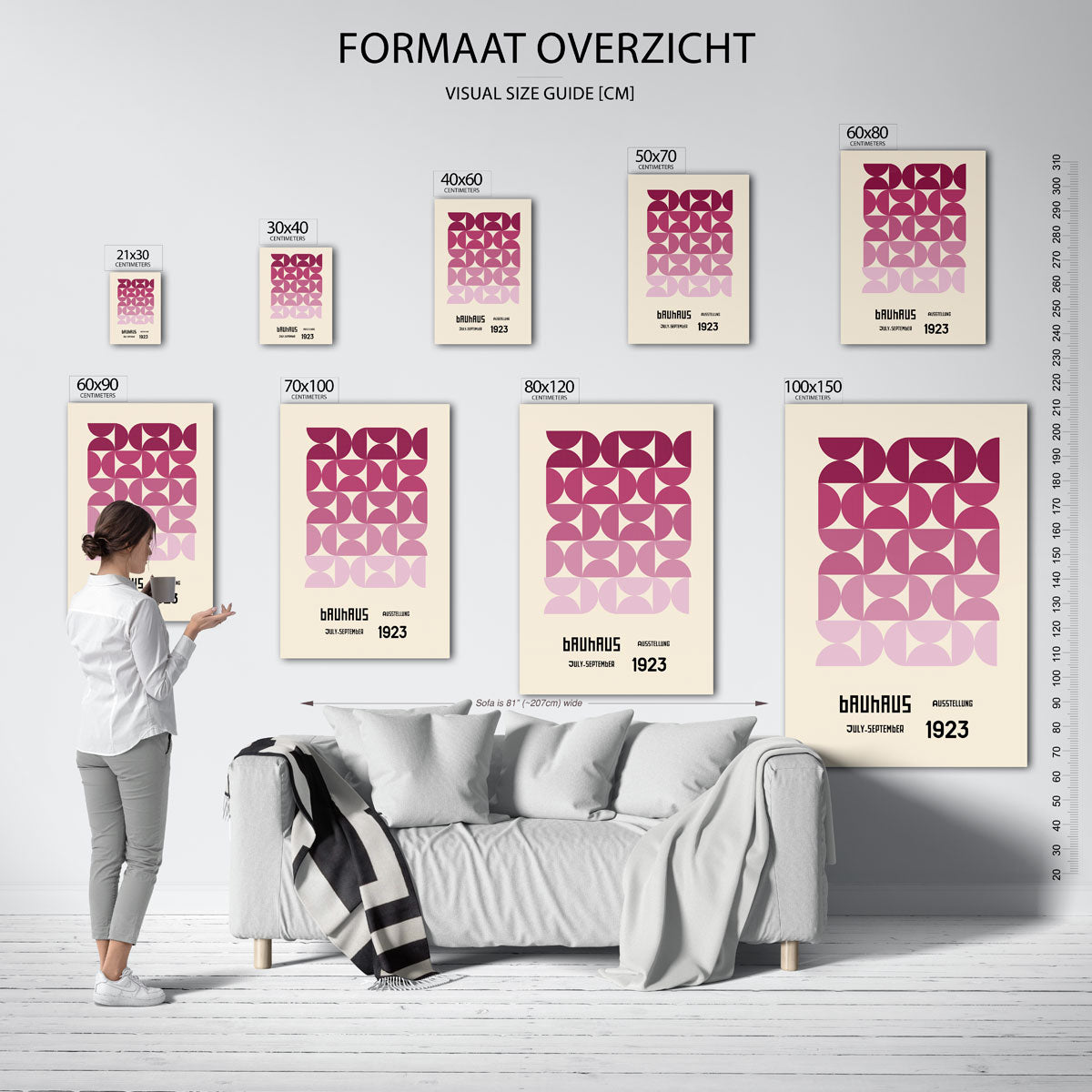 Vormritme en kleur – geometrische poster in Bauhaus-stijl van WallArtistic