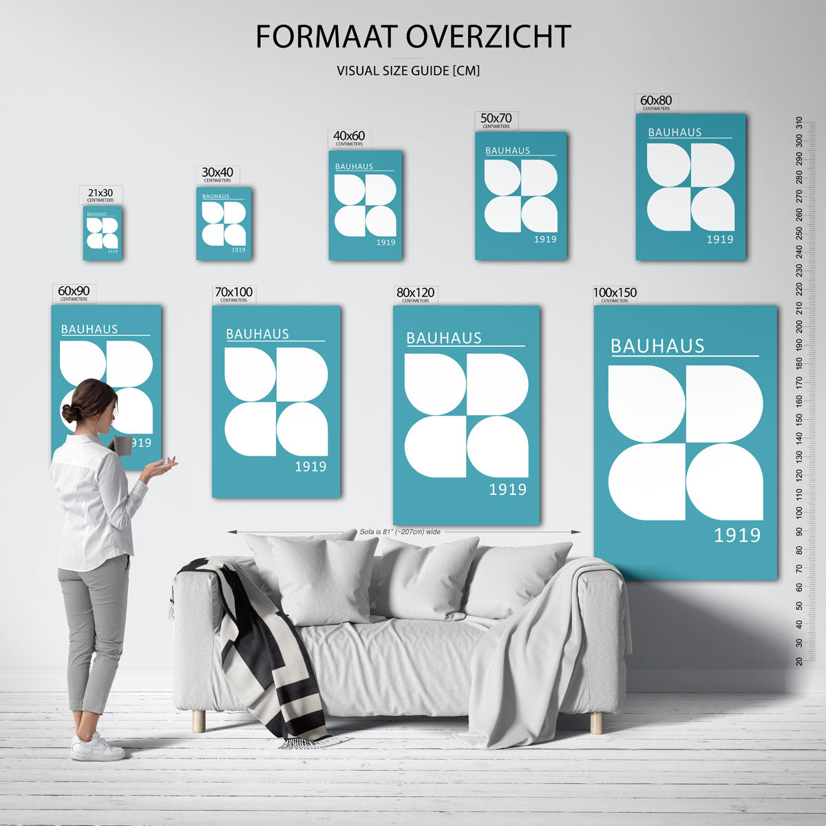 Vorm en kleur – geometrische poster in Bauhaus-stijl van WallArtistic