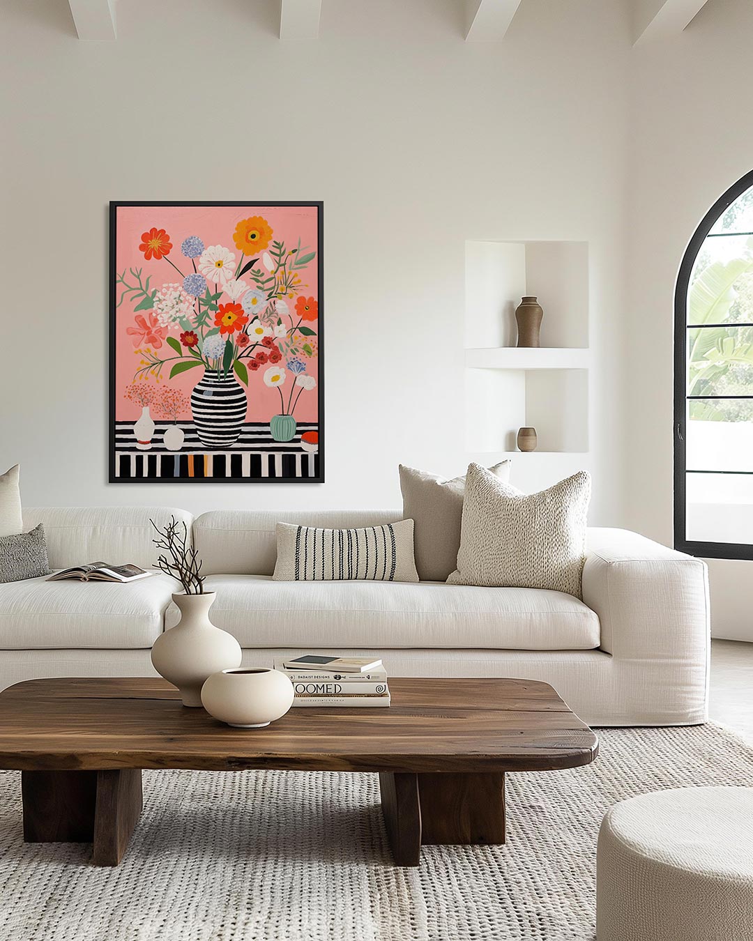 Bloemen in vazen – moderne staande wandkunst