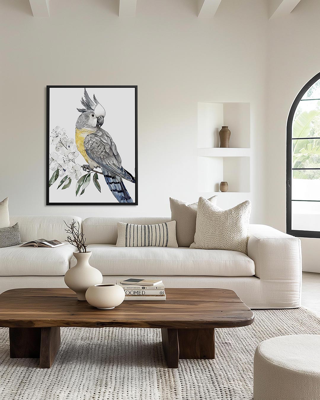 Papegaai en bloemen – staand wanddecoratie kunstwerk
